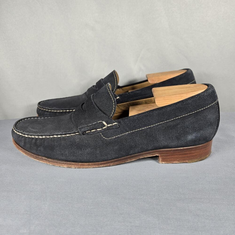 Johnston & Murphy Penny Loafers Mens 9.5 M Black Suede Sheepskin Leather Sole - Picture 3 of 10